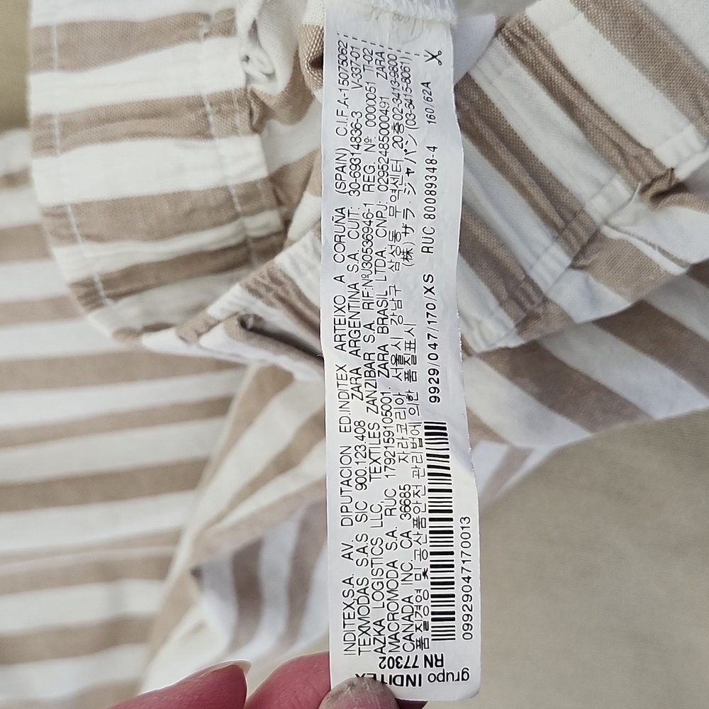 Zara Basic Women's Tan and White Vertical Stripe Pants, Size Extra Small (XS) - Picture 11 of 11